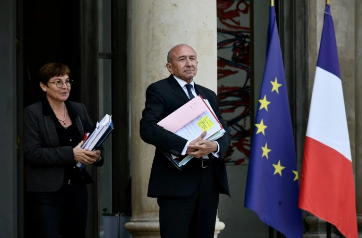 Gérard Collomb (C), le 24 septembre 2018 à l'Elysée