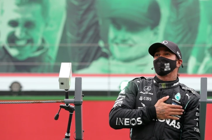 Lewis Hamilton après sa victoire au Grand Prix du Portugal, le 25 octobre 2020 à Portimao
