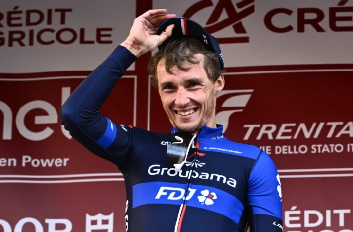 Le nouveau champion de France de cyclisme sur route, Valentin Madouas, le 4 mars 2023 Ă Sienne lors de la Strade Bianche