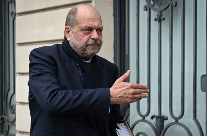 Le ministre de la Justice Eric Dupond-Moretti arrive à la Cour de justice de la République, le 29 mars 2022 à Paris