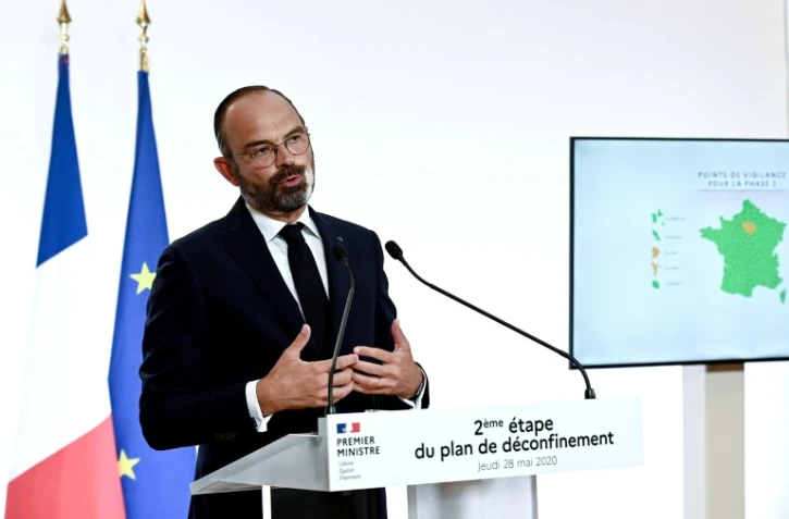 Le Prempier ministre Edouard Philippe lors d'une allocution sur le déconfinement, le 28 mai 2020 à Matignon, à Paris