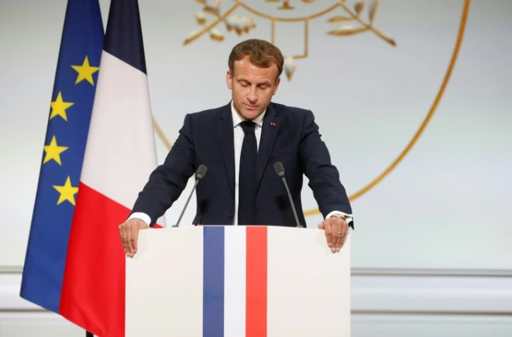 Le président Emmanuel Macron lors d'une cérémonie d'hommage aux Harkis, le 20 septembre 2021 à l'Elysée, à Paris