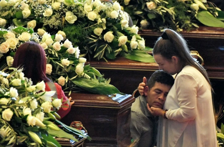 CĂ©rĂ©monie de funĂ©railles nationales des victimes de l'effondrement du pont Ă GĂȘnes, en Italie, le 18 aoĂ»t 2018