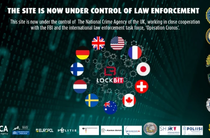 Photo diffusée par l'Agence de lutte contre la criminalité britannique (NCA), le 20 février 2024 à Londres, montrant une capture d'écran du site du groupe cybercriminel "LockBit"