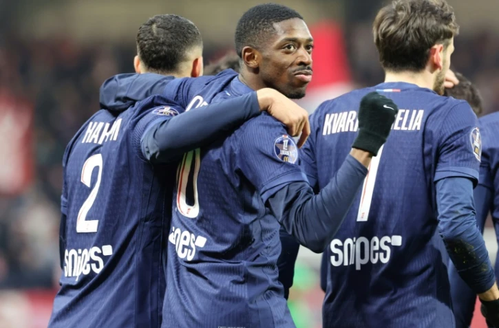 Ousmane Dembélé, auteur d'un triplé pour la Paris SG sur le terrain de Brest, le 1er février 