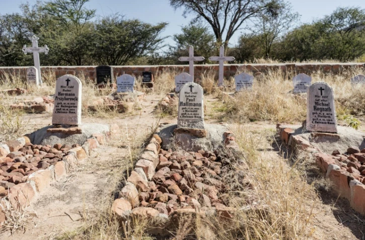 Des tombes de soldats allemands tombés à la bataille de Weterberg en Namibie contre les forces herero le 22 juin 2017