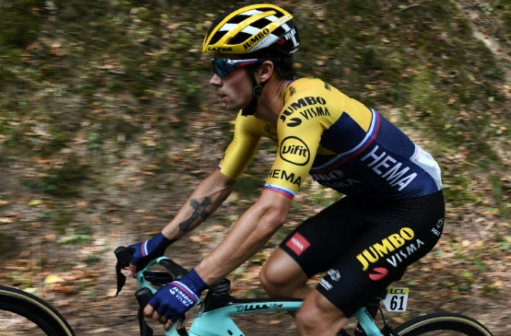 Le Slovène Primoz Roglic lors de la 1ère étape du Critérium du Dauphiné, Clermont-Ferrand et Saint-Christo-en-Jarez, le 12 août 2020