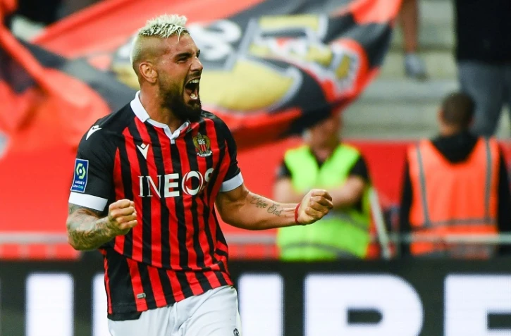 L'attaquant de Nice Andy Delort auteur d'un doublé contre Saint-Etienne, le 11 mai 2022 à Nice