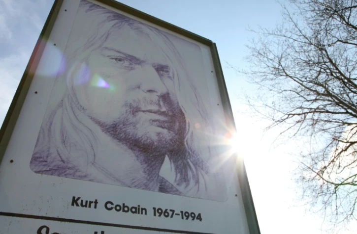 Un panneau hommage au chanteur de Nirvana Kurt Cobain, à Aberdeen, dans l'Etat américain du Washington, le 1er avril 2014