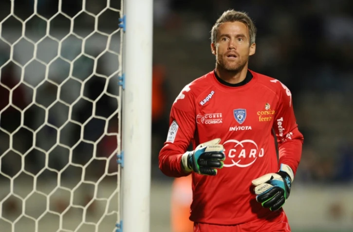 Mickael Landreau alors gardien de Bastia, le 24 août 2013 lors d'un match à Bordeaux