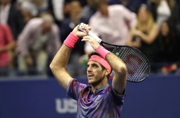 L'Argentin Juan Martin Del Potro après sa victoire face au Suisse Roger Federer en quarts de finale à l'US Open, le 6 septembre 2017 à New York