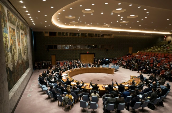 Le Conseil de sécurité de l'ONU réuni pour un vote sur un cessez-le-feu humanitaire d'un mois en Syrie, le 24 février 2018 à New York