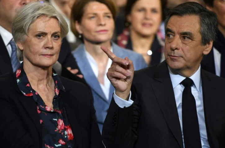 François et Penelope Fillon pendant un meeting de campagne à Paris le 29 janvier 2017