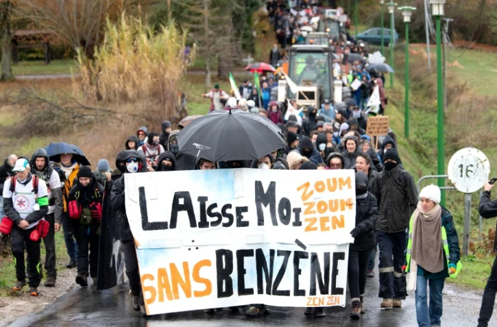Mobilisation contre les usines à goudron de l'autoroute Castres-Toulouse, le 9 décembre 2023 à Puylaurens
