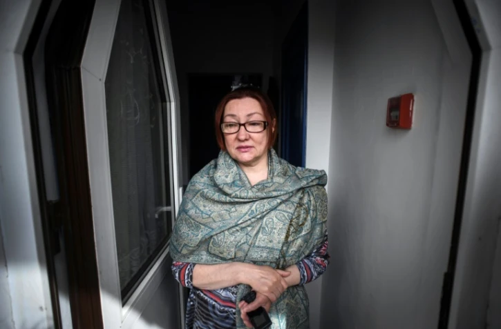 La chanteuse Ineta Akhtiamova, âgée de 50 ans, victime de violences conjugales, le 21 mai 2020 lors d'un entretien avec l'AFP à Moscou