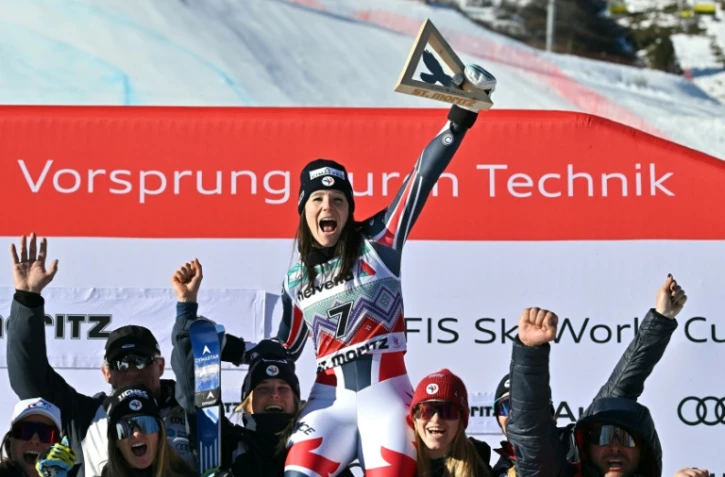 La Française Romane Miradoli, 2e du super-G de Saint-Moritz (Suisse), le 14 décembre 2025