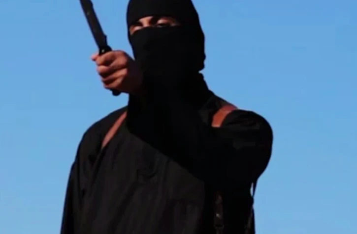 Capture d'écran d'une video de SITE en date du 13 septembre 2014 montrant Mohammed Emwazi alias "Jihadi John" bourreau du groupe jihadiste Etat islamique (EI)