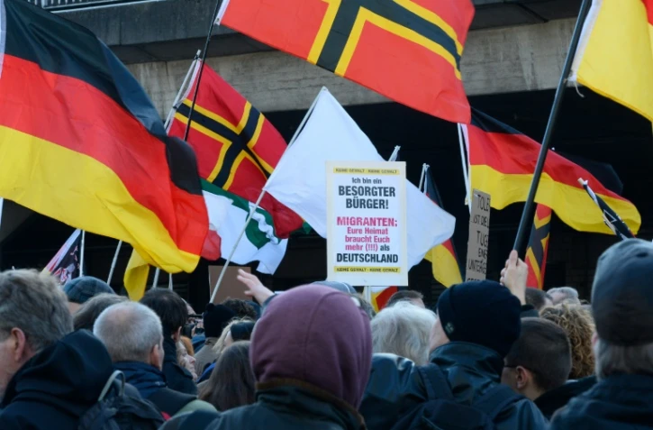 Des sympathisants d'extrême droite manifestent, le 9 janvier 2016 à Cologne