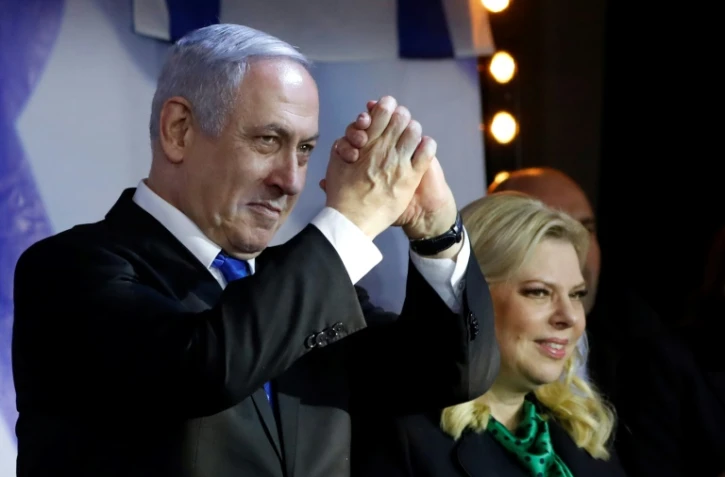 Le Premier ministre israélien Benjamin Netanyahu et sa femme Sara, à Petah Tikva près de Tel Aviv le 18 décembre 2019