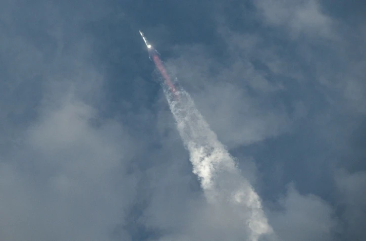 La fusée Starship lors de son décollage le 14 mars 2024 à Boca Chica, au Texas, pour un troisième vol d'essai