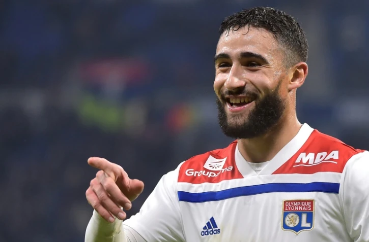 La joie de l'attaquant de Lyon Nabil Fekir après avoir inscrit un but contre Monaco, en L1, le 16 décembre 2018 à Décines-Charpieu
