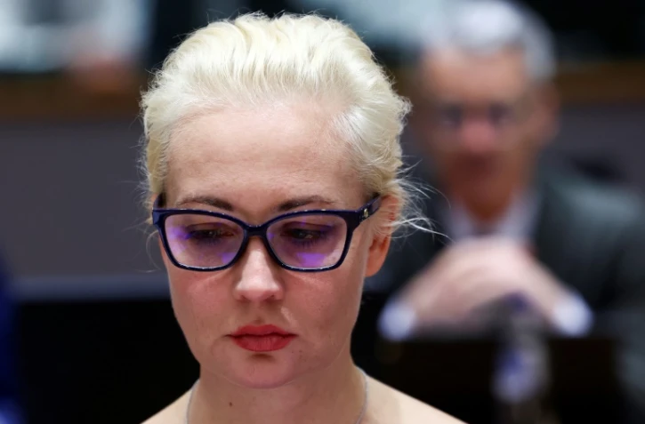 La veuve de l'opposant russe décédé Alexeï Navalny, Ioulia Navalnaïa, lors d'une réunion des ministres des Affaires étrangères de l'Union européenne à Bruxelles, le 19 février 2024