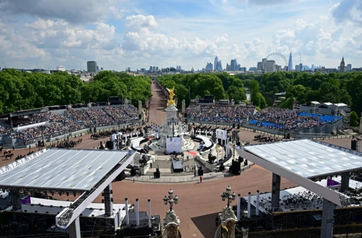 Vue générale du Mall durant le défilé marquant l'anniversaire de la Reine Elizabeth II le 2 juin 2022 à Londres