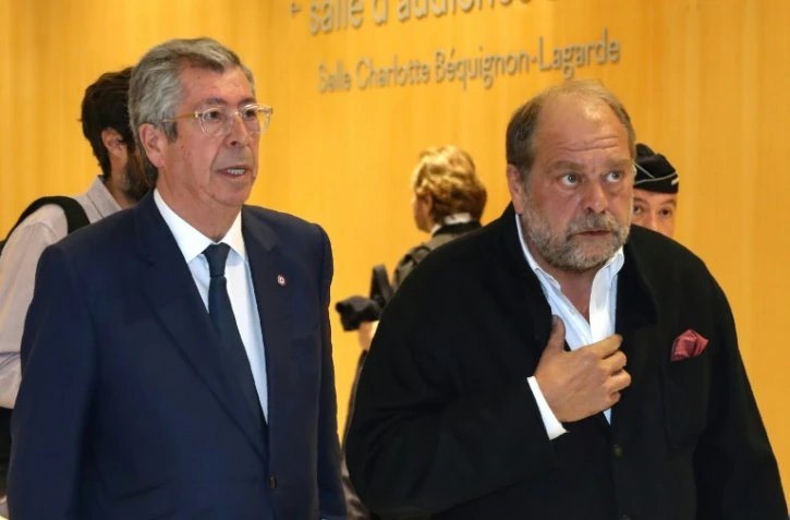 Patrick Balkany et son avocat Eric Dupond-Moretti au tribunal de Paris, le 13 ai 2019