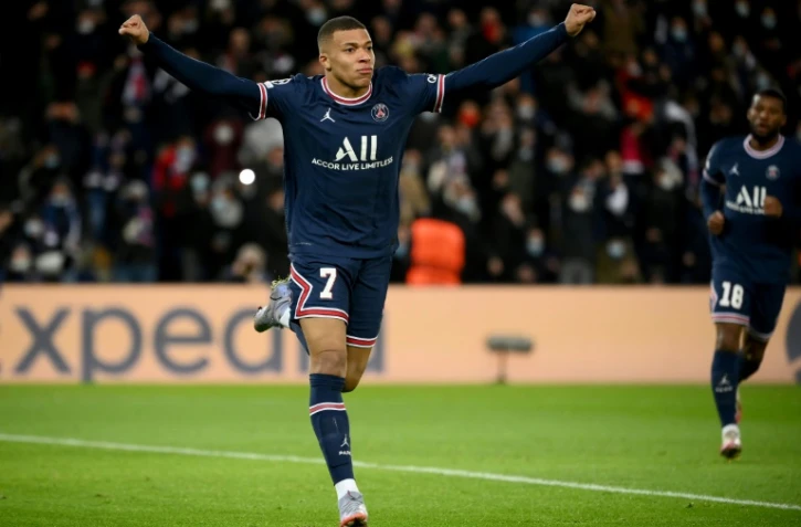 Mbappe auteur d'un doublé pour Paris face au FC Bruges lors dudernier match de poule de C1 au Parc des Princes, le 7 décembre 2021