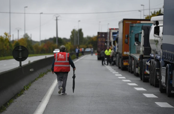 Routiers bloquant la circulation de le 25 septembre à 2017 à Vern-sur-Seiche (Ille-et-Vilaine)