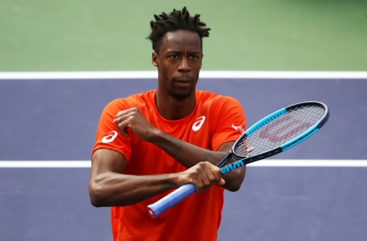 Le Français Gaël Monfils après sa victoire face à l'Argentin Leonardo Mayer au 2e tour du Masters 1000 d'Indian Wells, le 9 mars 2019  