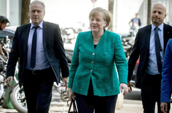 La chancelière allemande Angela Merkel vient rencontrer la direction de son parti, la CDU, le 14 juin 2018 à Berlin