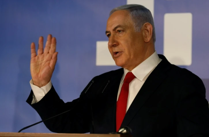 Le Premier ministre israélien Benjamin Netanyahu s'exprime lors d'une déclaration télévisée le 28 février 2019 à sa résidence à Jérusalem pour dénoncer comme relevant d'une "chasse aux sorcières" la perspective d'être inculpé pour corruption