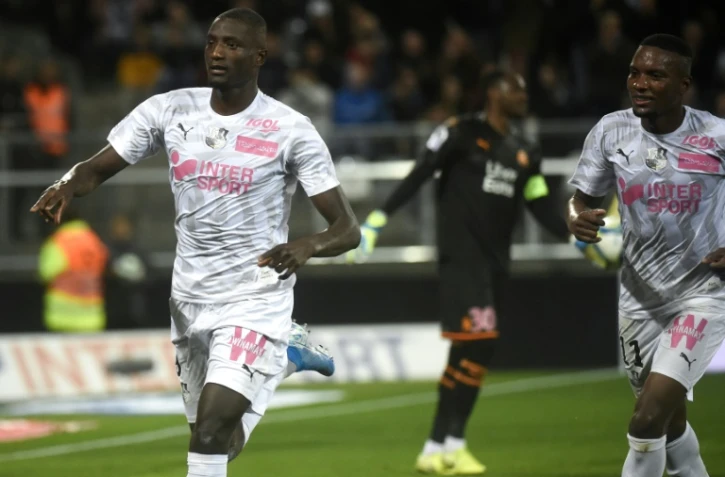 L'attaquant d'Amiens Sehrou Guirassy buteur contre Marseille le 4 octobre 2019 Ă Amiens
