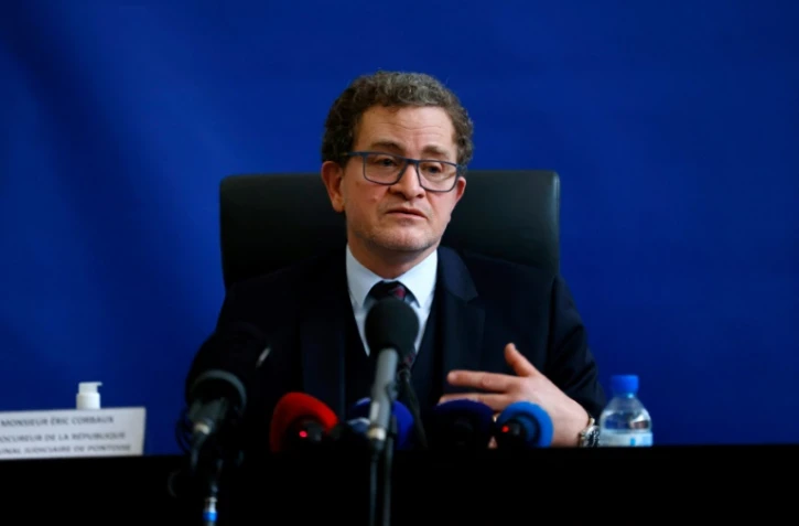 Le procureur de la République de Pontoise Eric Corbaux donne une conférence de presse, le 10 mars 2021 à Pontoise