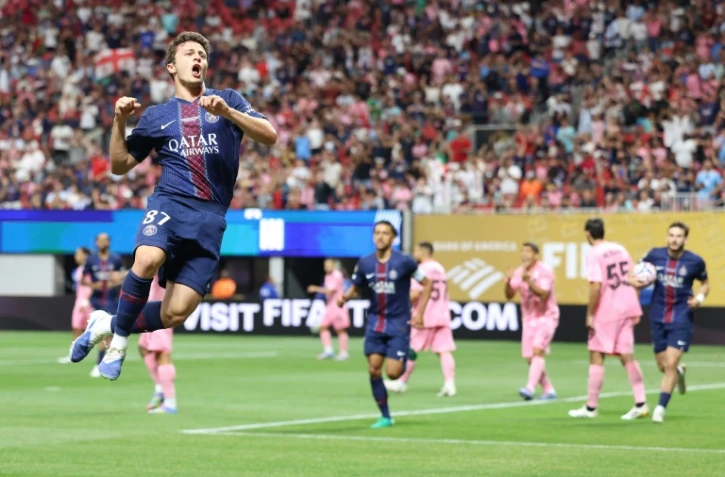 Le milieu portugais du PSG Joao Neves célèbre son premier but lors du huitième de finale du Mondial des clubs entre le Paris Saint-Germain et l'Inter Miami à Atlanta le 29 juin 2025