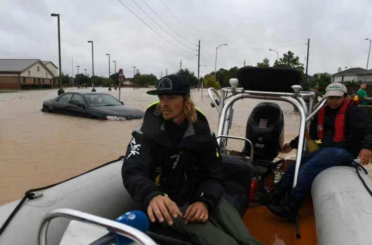 Andrew Brennan, venu de Louisiane pour apporter son aide aux personnes sinistrées après le passage de la tempête Harvey, le 29 août 2017 à Houston, au Texas