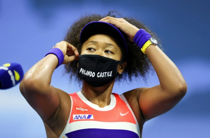 La Japonaise Naomi Osaka, le 10 septembre 2020 à New York, après sa victoire en demi-finale de l'US Open contre Jennifer Brady 