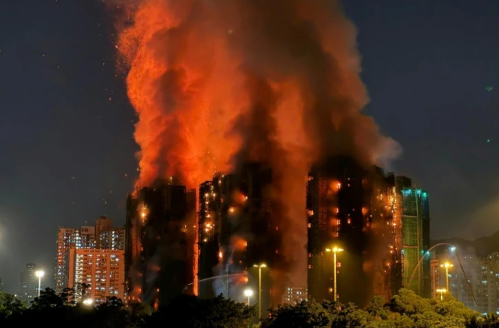Immeubles en feu à Hong Kong le 26 novembre 2025
