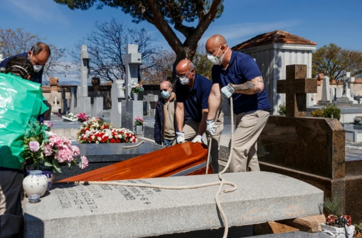 Enterrement dans un cimetière de Madrid, le 29 mars 2020