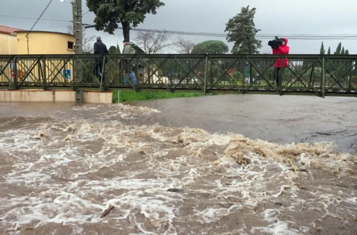 La rivière Massane est sorti de son lit, sous l'effet de la tempête Gloria, le 22 janvier 2020 à Argelès-sur-Mer