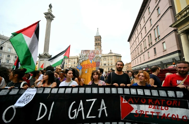 Marche en solidarité avec les Palestiniens de Gaza, à Rome, le 22 septembre 2025