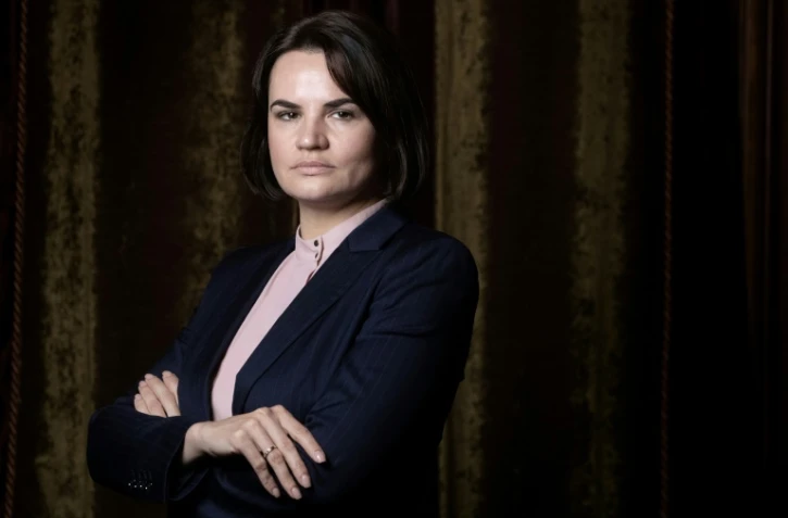 La cheffe de l'opposition bélarusse en exil Svetlana Tikhanovskaïa le 17 septembre 2021 à Paris