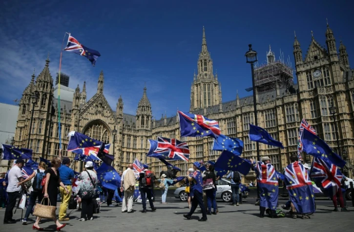 Des manifestants pro-européens rassemblés devant le parlement britannique à Londres le 11 juin 2018