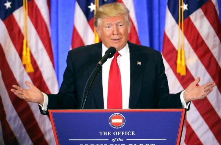 Le président américain Donald Trump lors d'une conférence de presse le 11 janvier 2017 à New York