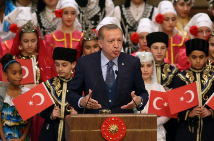 Le président turc Recep Tayyip Erdogan lors d'un discours à Ankara, le 20 avril 2017