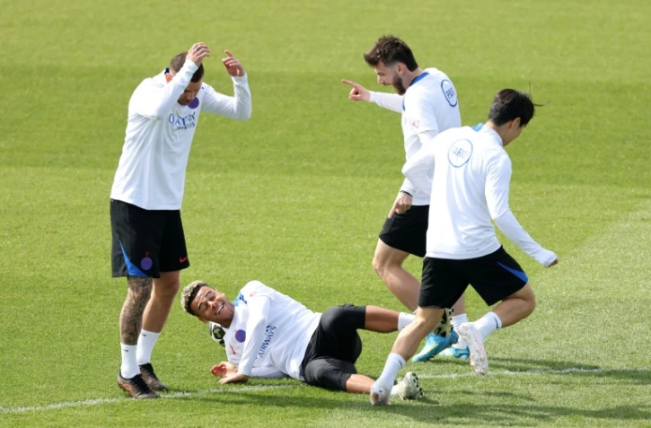 Les Parisiens lors de l'entraînement de veille de match  au Campus PSG de Poissy, le 27 avril 2026 en vue du choc contre le Bayern Munich