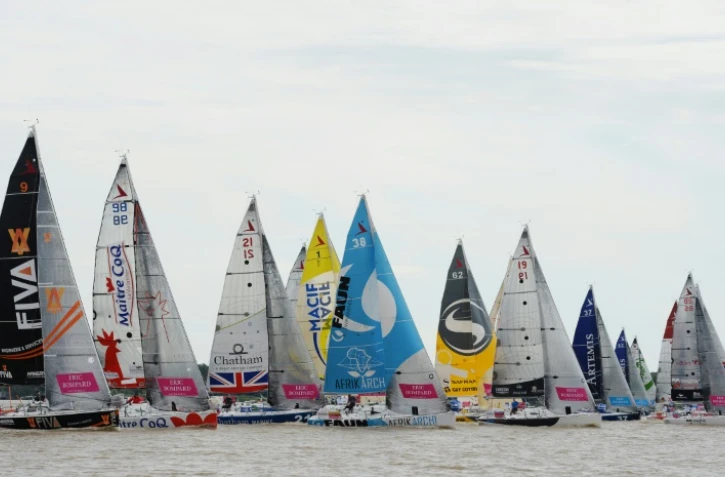 La flotte de la Solitaire du Figaro, le 31 mai 2015 Ă Pauillac