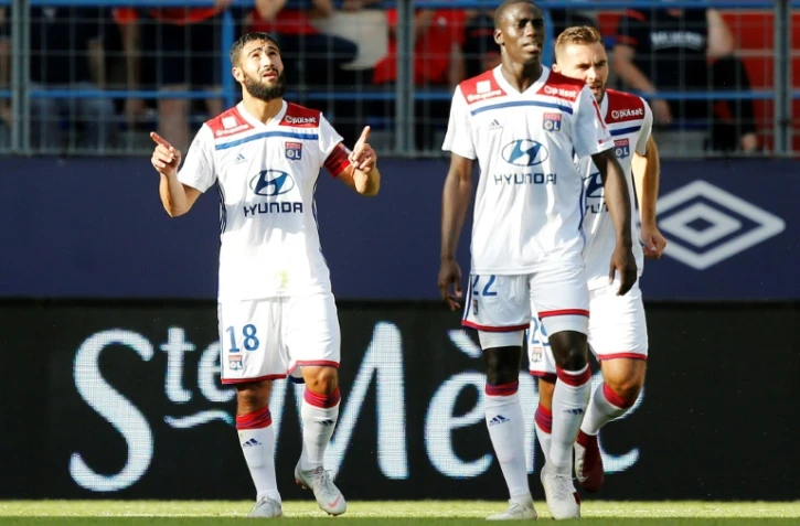 Le milieu de terrain de Lyon Nabil Fekir buteur lors du déplacement à Caen le15 septembre 2018