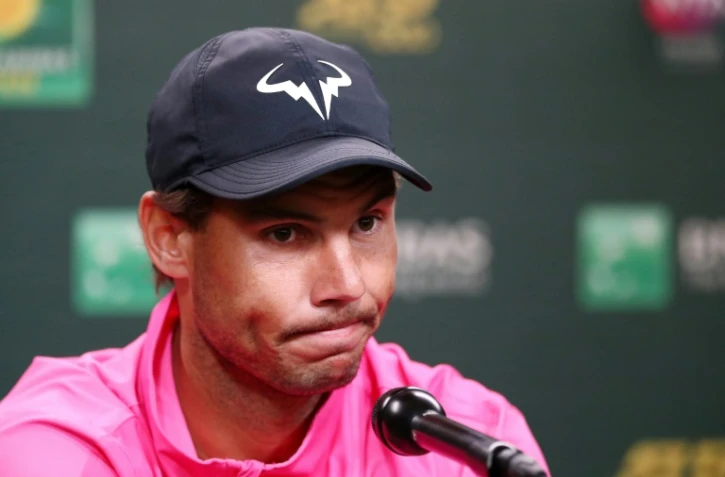 L'Espagnol Rafael Nadal en conférence de presse lors du tournoi d'Indian Wells le 16 mars 2019